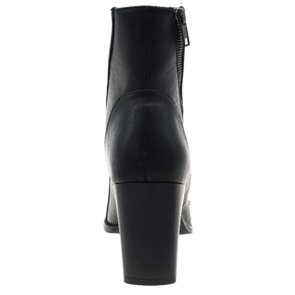 Black Square Toe Ankle Boots  Zipper- New Sizes - Picture 3 of 5